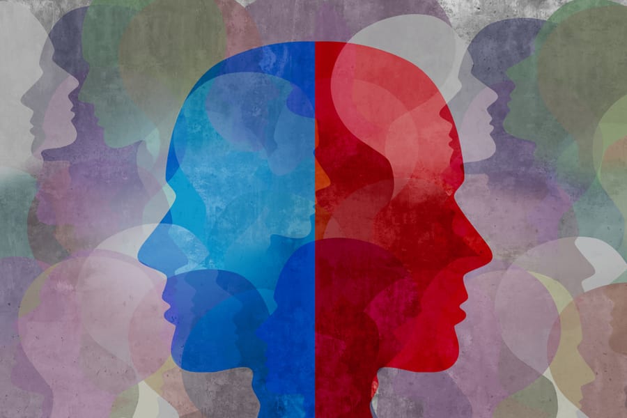 Schizoaffective Disorder - faces in multi-colored silhouettes